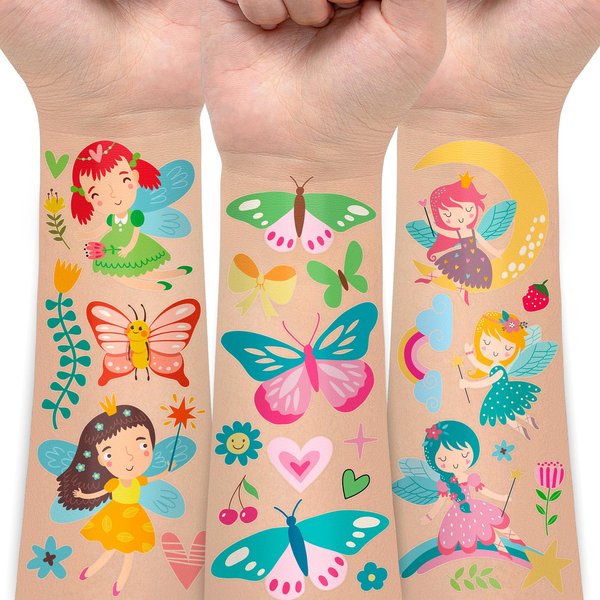 EMOME kids tattoos temporary, Fake Tattoos for Kids Party Favor, Boys and Girls Birthday Party Supplies Decorations Goodie Bag Stuffers (Butterfly)