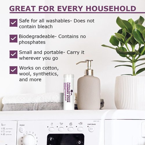 Cadie Laundry Stain Remover Stick – Pre Wash Spot Cleaner for Fabric Clothing on Cotton,Wool,Synthetics - Easy Removal of Grease,Blood,Coffee,Ink,Lipstick,Wine,Grass Soil | Clean On-The-Go (3 Pack)