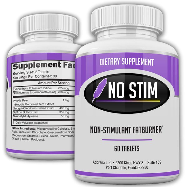 No-Stim Non Stimulant Fat Burner Diet Pills That Work- Appetite Suppressant & Best Caffeine Free Weight Loss Supplement- Natural Thermogenic Fat Loss Pill- 60 Tablets