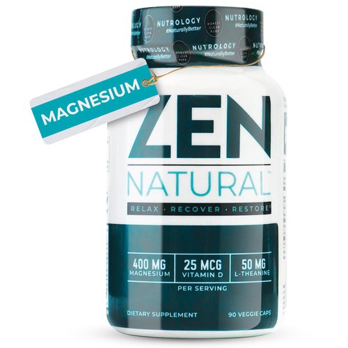 Nutrology Zen Natural Magnesium Supplement, 400mg Magnesium Malate Per Dose with Vitamin D3, L-Theanine, Promotes Relaxation, Muscle Recovery & Adrenal Health, High Absorption Magnesium, 30 Servings