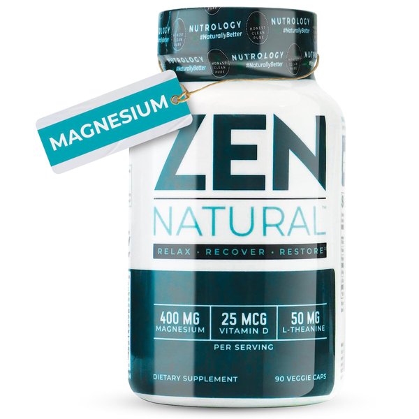 Nutrology Zen Natural Magnesium Supplement, 400mg Magnesium Malate Per Dose with Vitamin D3, L-Theanine, Promotes Relaxation, Muscle Recovery & Adrenal Health, High Absorption Magnesium, 30 Servings