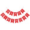 Eaezerav Red Happy Birthday Banner Bunting Banner Sign, Happy Birthday Garland Tea Party Decorations, Christmas Thanksgiving Birthday Party Supplies for for Kids and Adults