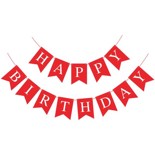 Eaezerav Red Happy Birthday Banner Bunting Banner Sign, Happy Birthday Garland Tea Party Decorations, Christmas Thanksgiving Birthday Party Supplies for for Kids and Adults