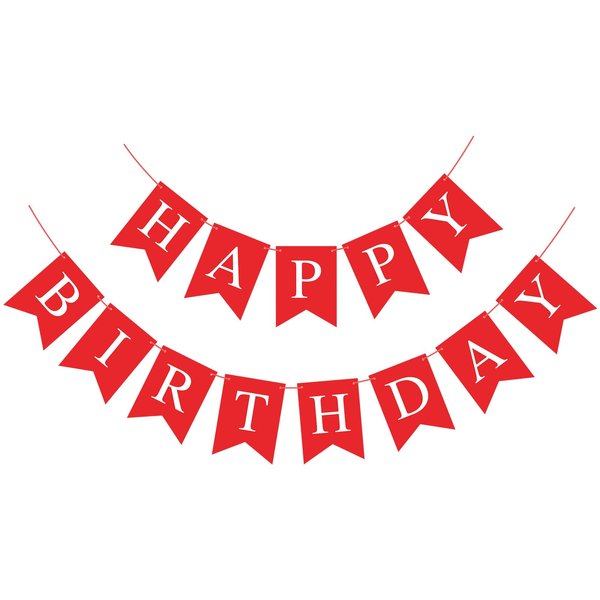 Eaezerav Red Happy Birthday Banner Bunting Banner Sign, Happy Birthday Garland Tea Party Decorations, Christmas Thanksgiving Birthday Party Supplies for for Kids and Adults