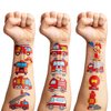 8 Sheets (96PCS) Fire Truck Temporary Tattoos Themed Firefighter Birthday Party Supplies Favors Decorations Stickers for Kids Gifts Classroom School Prizes Rewards