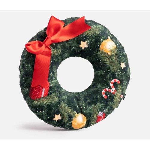 Christmas Wreath Dog Toy Premium Plush w/Squeaker & Crinkle