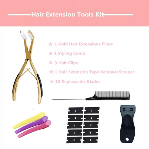 Tape in Hair Extension Pliers Hair Extension Tools Kit for Women Tape in Pliers for Hair Tape in Tools for Hair Extensions (Gold)
