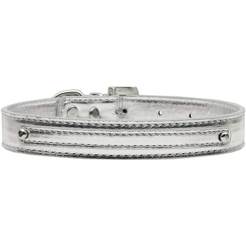 Mirage Pet Products 3/8-Inch Metallic 2-Tier Dog Collar, Medium, Silver