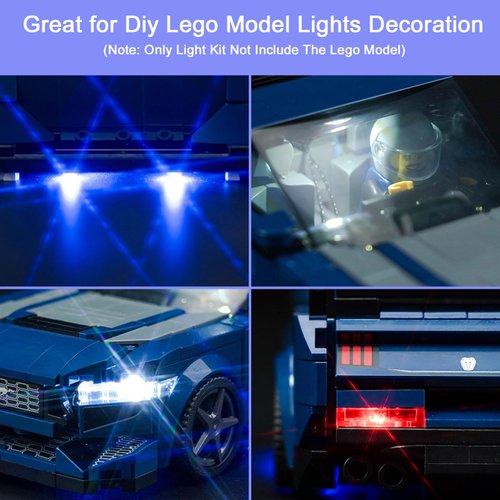 Hilighting Upgraded Led Light Kit for Lego Speed Champions Ford Mustang Dark Horse Sports Car Building Set, Compatible with Lego 76920 (Model Not Included)