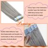 Fenicy Gray Hair Extensions Tape in Human Hair Real Hair Silver Gray Seamless Skin Wefts Tape-on Remy Hair Extensions Light Grey Invisible Double Sided Adhesive Tape-ins Hair 16inch 10Pcs/Pack