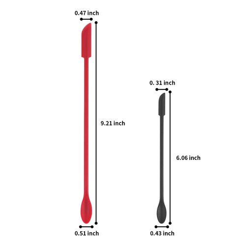 Mini Spatula Silicone Spatula Set - Cuttte 2pcs Makeup Spatula Small Spatula for Cosmetics, Reusable Beauty Tiny Spatula, Thin Jar Spatula Food Scraper, Get Last of Makeup Out, Black and Red