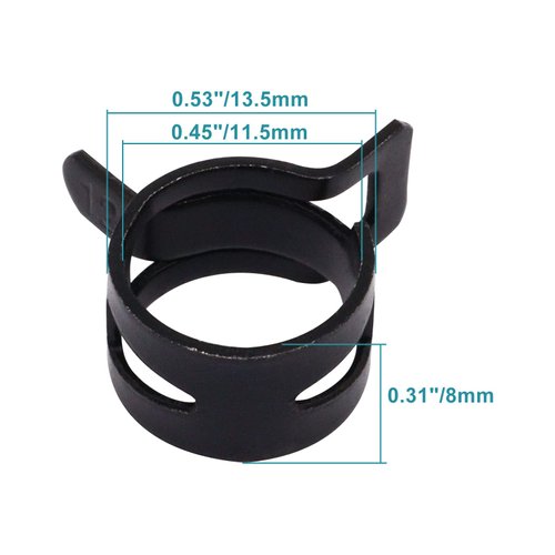 SWZHAI 50 Pcs 1/2 ID Spring Hose Clamp, 12mm Spring Band Hose Clamp Fuel Line Clamp Black Water Pipe Tubing Spring Clips for Tubing Fuel Hose Water Pipe, Fit 12.5-13mm OD