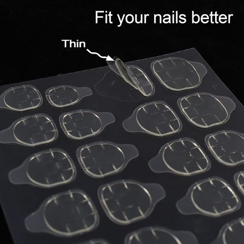 Laza 1200 Pcs Thin Breathable Adhesive Tabs Fake Nail Glue Sticker 50 Sheets Super Sticky Double Sided Tips (Germany Jelly Gel) Flexible for Acrylic False Nails Manicure Tape