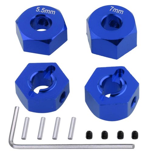 Hobbypark Aluminum 12mm Hex Wheel Hubs for Traxxas 1/10 2WD Slash, Rustler, Stampede,Hop-ups Replacement of Part 1654 3654 (4pcs) (Navy Blue)