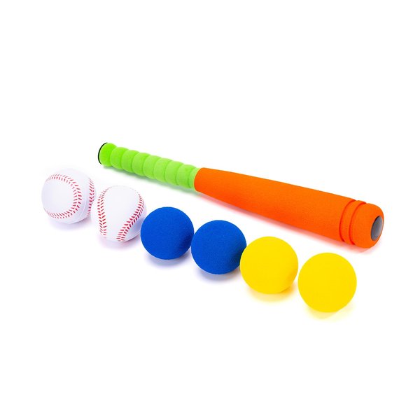 CeleMoon 16.5 Inch [Mini Size] Soft Kids Foam Baseball Bat Toy Set with 6 Balls, for Toddler Age 3 Years Old Indoor Outdoor Sport T Ball Bat Playing Game, Orange