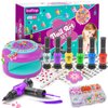 BATTOP Kids Nail Polish Set for Girls, Nail Art Kit for Girls with Nail Dryer & 2 in 1 Water Based Nail Polish & 3D Decoration & Sticker and Nail Flier - Idea Birthday Gifts for Girls 7 8 9 10 11 12
