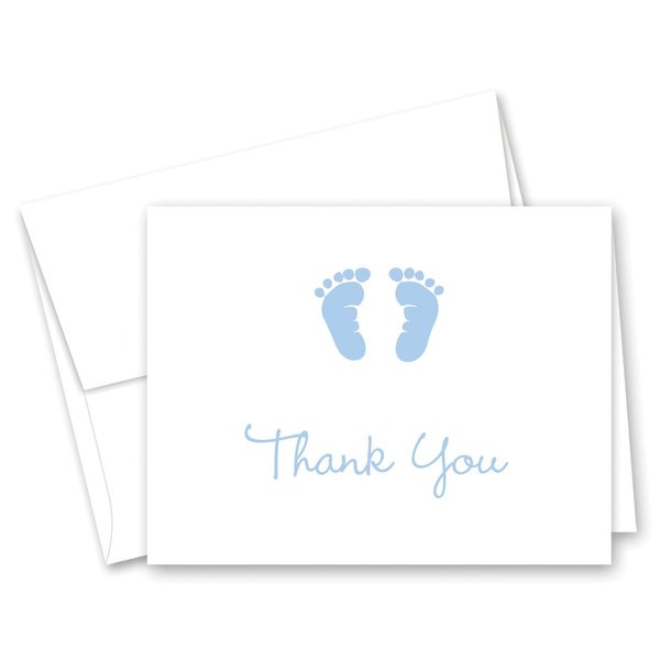 50 Baby Footprint Boy Baby Shower Thank You Cards