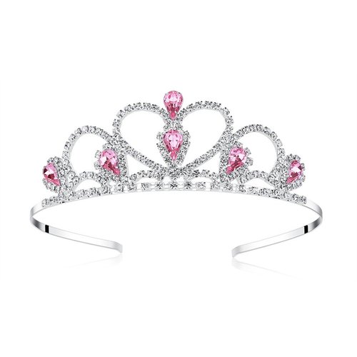 Lovelyshop Pink Gems Rhinestone Tiara, for Little Kid Big Kid Girl Prom Birthday Prinecess Party