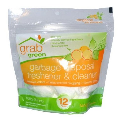 Grab Green Garbage Disposal Freshener and Cleaner Tangerine with Lemongrass - 12 Pods