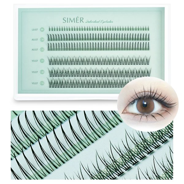 False Eyelashes Individual Lashes 240 Clusters Lashes 3 Types Natural Eyelash Extension Kit DIY 0.07mm Thickness 6-11mm Fishtail Lash ＆ A Type ＆Bottom Lashes for Make Up Salon