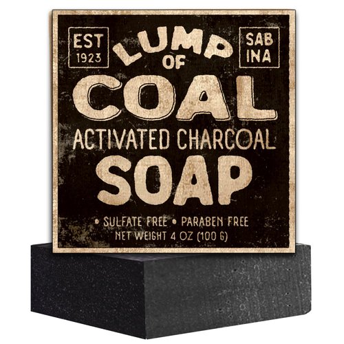 Pelto Lump Of Coal Activated Charcoal Soap - 2024 Stocking Stuffers for Men - White Elephant Gift Exchange in Unique Adult Christmas Gift Box Mon Dad Teens Him Her - 4 oz Bar