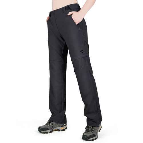 Outdoor Ventures Women's Convertible Pants, Quick Dry Hiking Zip-Off Pants, Stretch Lightweight Cargo Pants Black