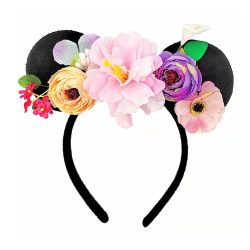JUTTIRA Floral Mouse Ears Hair Band, Flower Headbands with Princess Tiara for Kids, Girls & Adults