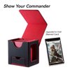 Mage Tech Card Deck Box for MTG Commander - Patented Design, Commander Display, Fits 100 Double-Sleeved Cards, 35pt Card Brick & Dice Tray - Black/Red