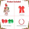 ColorGround Children's BLonde Braided Costume Wig with Red and Green Polka Dot Bows and Red Bead Necklace for Christmas Celebration Party(Blonde)