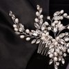 Teyglen Crystal Bridal Hair Comb Silver Rhinestone Headpiece for Wedding Handmade Pearl Crystal Beads Hair Piece Hair Accessories for Women Bride Girls(Silver)