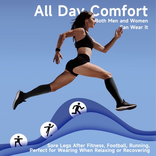 bropite Zipper Compression Socks Women & Men - 2Pairs Calf Knee High 15-20mmHg Open Toe Compression Stocking suit for Walking