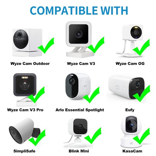 JJMASEE 2Pack 20FT Power Extension Cable for Wyze Cam V3/OG/V3 Pro, Arlo Essential, Eufy, SimpliSafe, Blink, YI (Not for Wyze Pan v3), Weatherproof Charging Power Cord for Security Camera(White)