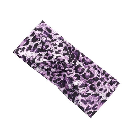 Junfamilee Purple Fashion Women Leopard Print Cross Elastic Headband Gym Hairband Hair Women's Fashion Headbands, Hair Accessories