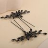 Rumtock 2pcs Black Crystal Beads Hair Pins Wedding Bridal Hair Piece Handmade Sparkle Hair Jewelry for Special Occasion (Black)