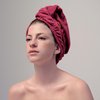 NOLE Ultra-Soft Red Microfiber Hair Towel Wrap - Quick-Dry Hair Turban Towel for Women, Absorbent Hair Drying Towel for Long Hair, Frizz-Reducing Hair Wrap