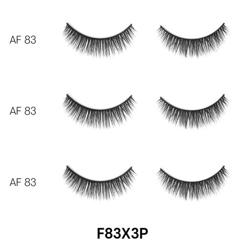 Laflare 3D Cashmere False Eyelashes 3 pcs Multipack, Ultra Soft, Glam, Wispy, Fresh, Luxurious, Cruelty-Free, Reusable, 100% Cashmere Texture, Fake Eyelashes 3 Pairs Eco Pack (F83X3P)