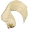 Eufficco Real Human Hair Lace Clip In Hair Extensions 14inch Color Bleach Blonde #613 100g Remy Hair Extensions Silky Soft Straight Double Wefted Thick Ends Lace Backed Clip On Human Hair Extensions