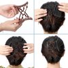 4 Pieces Adjustable Elastic No Crease Double Comb Hair Pins for Women's Curly Thick Wavy Hair Ponytail (Black, Coffee)
