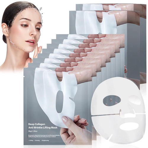 Deep Lifting Collagen Mask, Anti Wrinkle Collagen Mask, Deep Collagen Mask Overnight, Bio-Collagen Mask, Collagen Face Mask Overnight, For Lifting, Firming, Anti Wrinkle and Moisturizing (8PC)