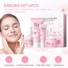 Skin Care Sets for Women/Girls JAPAN SAKURA Beauty Gift Sets Skincare Kit with Cleanser, Serum, Eye Cream, Face Cream Travel Pamper Sets for Women Gifts,Skin Care Sets & Kits