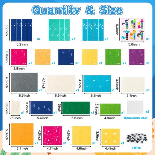 HubirdSall Ocean Animal Felt Craft Kit - Make Your Own Under The Sea Bookmarks and Party Favors for Kids