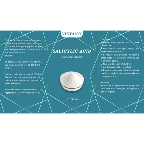 1 LB Salicylic Acid Powder Cosmetic Grade, Pure Original Ingredients for skin with no Additives, BHA Exfoliant for DIY Cleanser, Toner, Shampoo, Body Wash, Lotion