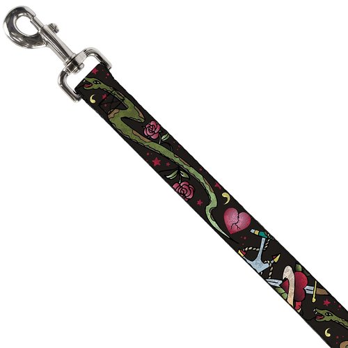 Dog Leash Live Hard Die Young Close Up Black 4 Feet Long 0.5 Inch Wide