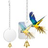 Bird Mirror with Bell - 2Pcs Bird Cage Mirror Bird Cage Toys Acrylic Hanging Ringer Mirror Toy Parakeet Mirror Interactive Bird Toys for Cockatiel Parrot