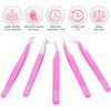 SIVOTE Eyelash Extension Tweezers for Classic & Volume Lashes, 5-Pack, Pink