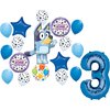Anagram Bluey 3rd Birthday Party Supplies Balloon Bouquet Decorations With Paw Prints