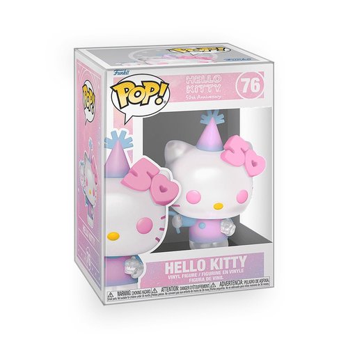 Epic Collectibles Pop Hello Kitty - Set of 2 - Hello Kitty with Birthday Cake and Balloons 50th Anniversary Vinyl Figures Bundle with Compatible Funko Box Protector