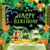 KEFAN Reptile Party Decorations Balloon Garland Arch Set, Wildlife Lizards Snakes Crocodiles Party Party Supplies, including Backdrop, Gift Bags, Tablecloth, Balloons, Cake toppers, Foil Balloons