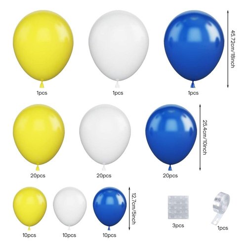 Uniquer Blue Yellow White Balloon Garland Kit, Latex Balloons Arch Kit, Birthday Wedding Anniversary Engagement Party Supplies