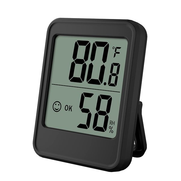 TEMNIO Digital Hygrometer Indoor Thermometer Hygrometer Room Thermometer and Humidity Gauge with Temperature Monitor for Home, Baby Room, Office, Greenhouse, Wall Mount, Black